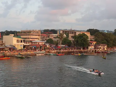 The Isabela City riverside at sunset