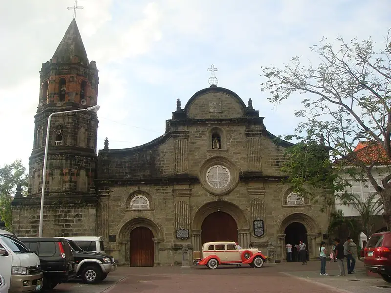 Stone facade and bell tower of Barasoain Church, Malolos