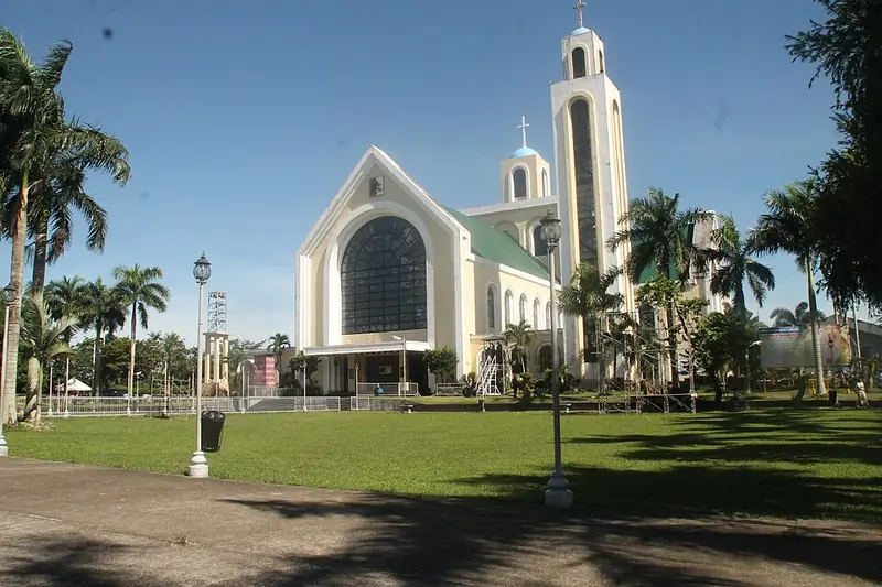 The white Peñafrancia Minor Basilica and its bell tower in Naga City