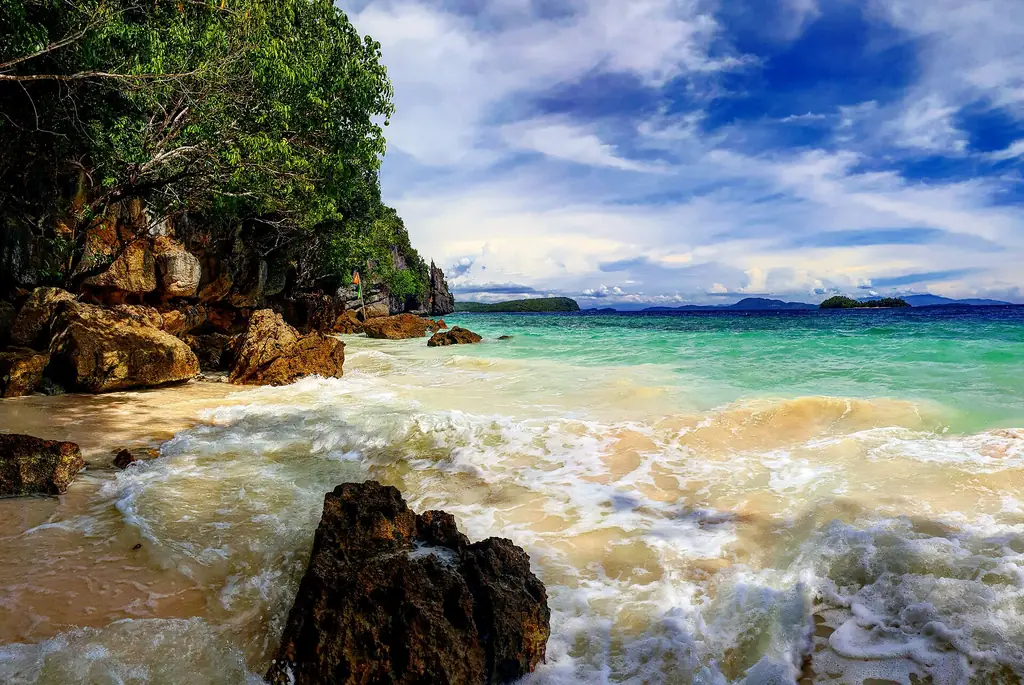 Clear water and rocks on a Dinagat Islands shore