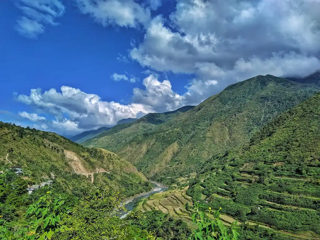Rice terraces above a river in Kalinga