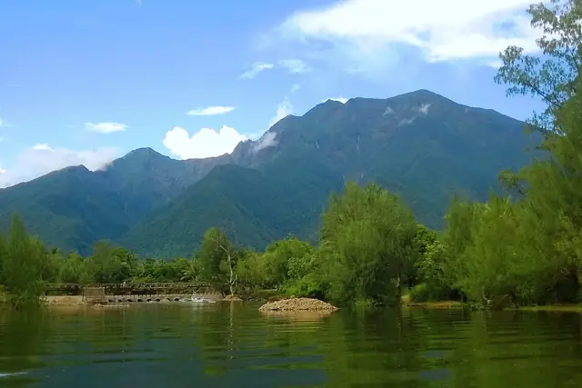 Mount Guiting-Guiting rising above a river on Sibuyan Island, seen from España