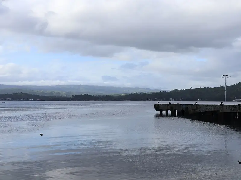 The pier and waters of Sogod Bay at Sogod